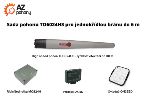 TO6024HS kit1K - sada pohonu TO6024HS pro jednokřídlou bránu do 6 m
